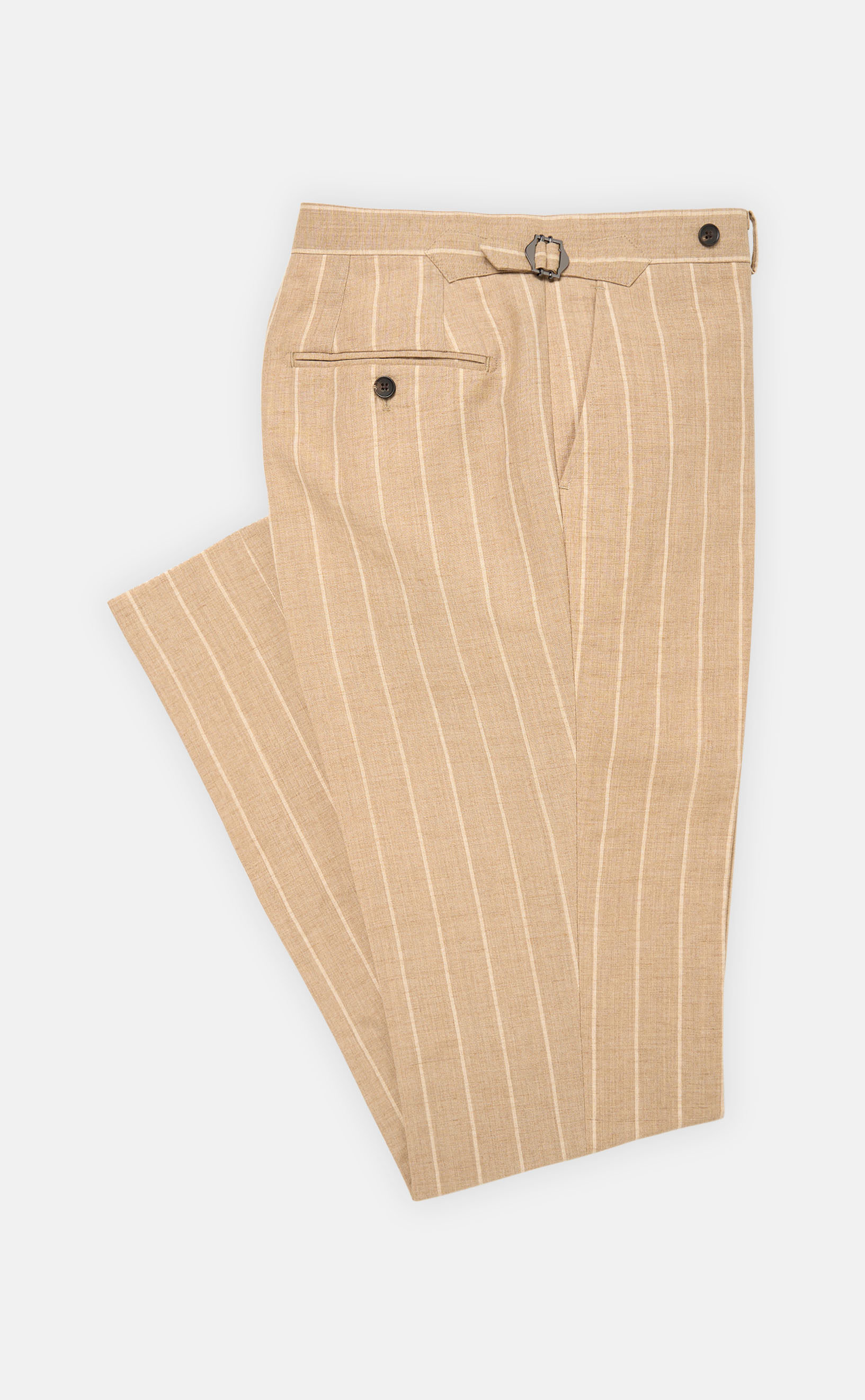 Wheat Chalk Stripe Linen Trousers